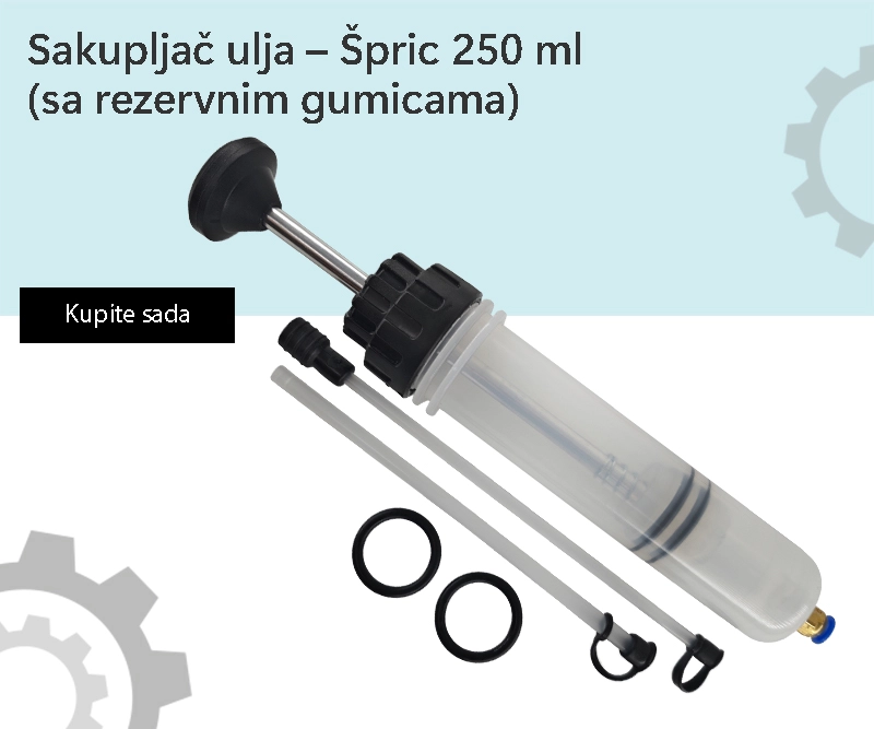 Sakupljač ulja – Špric 250 ml (sa rezervnim gumicama)
